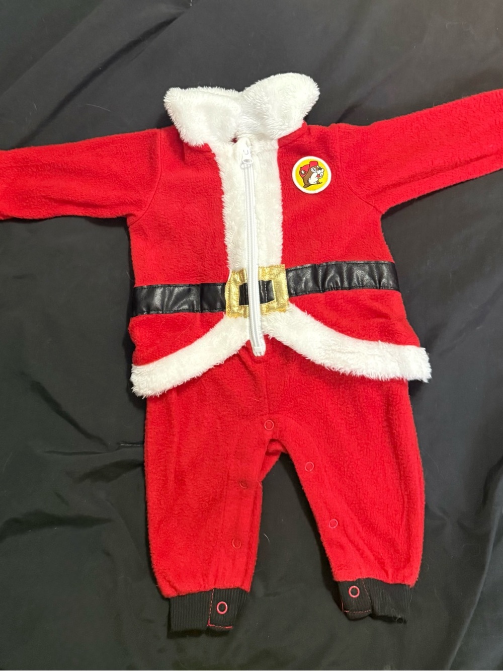 Infant 3-6 month Buc-ees Red Santa-Style Plush One-Piece Costume